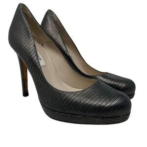 L.K. Bennet London Bronze Textured Platform Leather Pumps 36